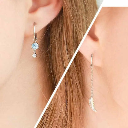 Feather Earrings - Women's Moonstone Asymmetric Light Luxury-Jewearrings