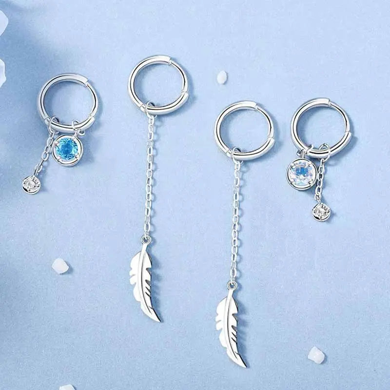 Feather Earrings - Women's Moonstone Asymmetric Light Luxury-Jewearrings