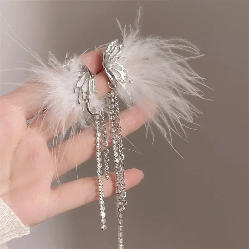 Feather Earrings Women's Temperament Tassel-Jewearrings