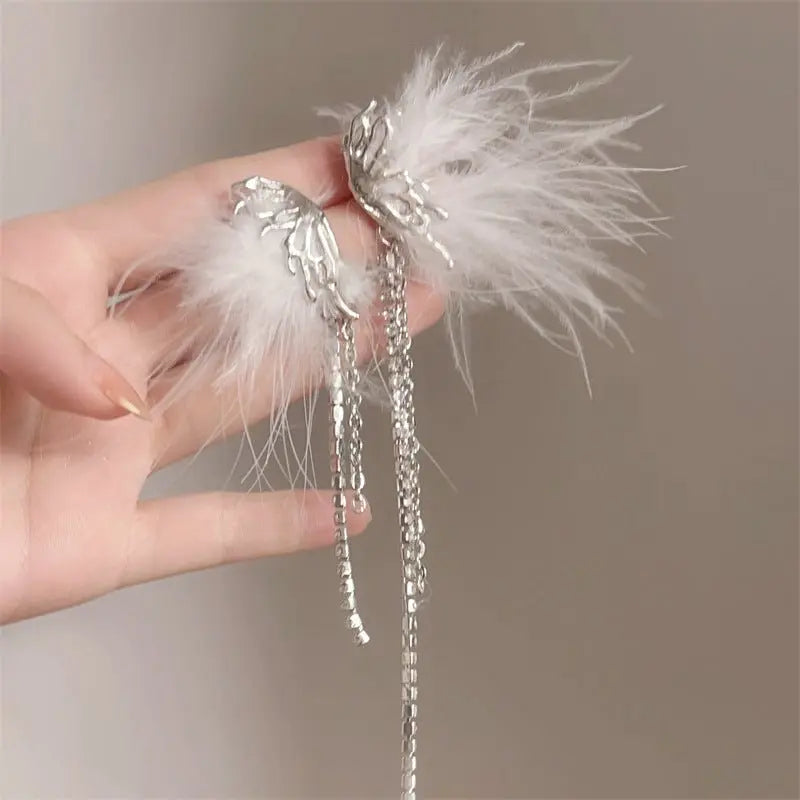 Feather Earrings Women's Temperament Tassel-Jewearrings