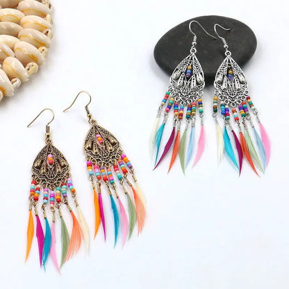 Feather Tassel Earrings-Jewearrings