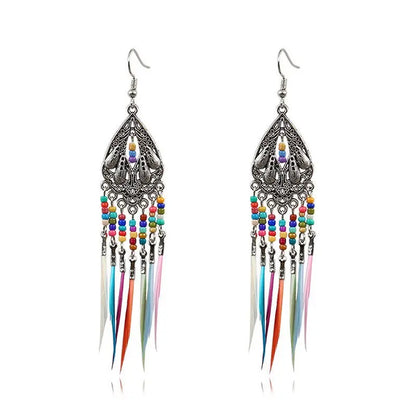 Feather Tassel Earrings-Jewearrings