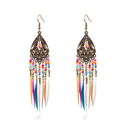 Feather Tassel Earrings-Jewearrings