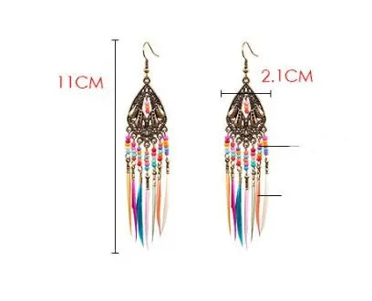 Feather Tassel Earrings-Jewearrings