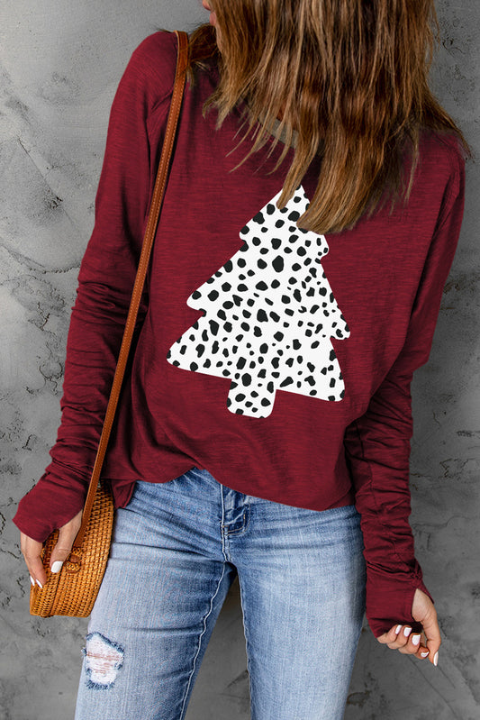 Christmas Tree Graphic Long Sleeve T-Shirt-Jewearrings