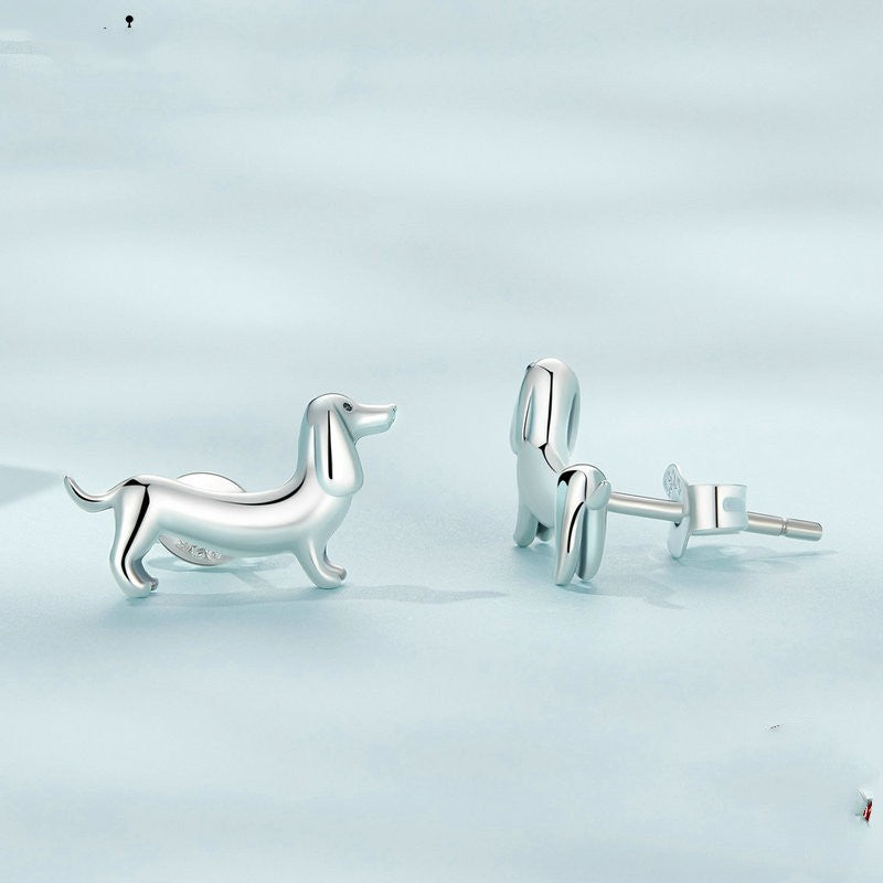 S925 Sterling Silver Dachshund Earrings-Jewearrings