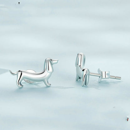 S925 Sterling Silver Dachshund Earrings-Jewearrings