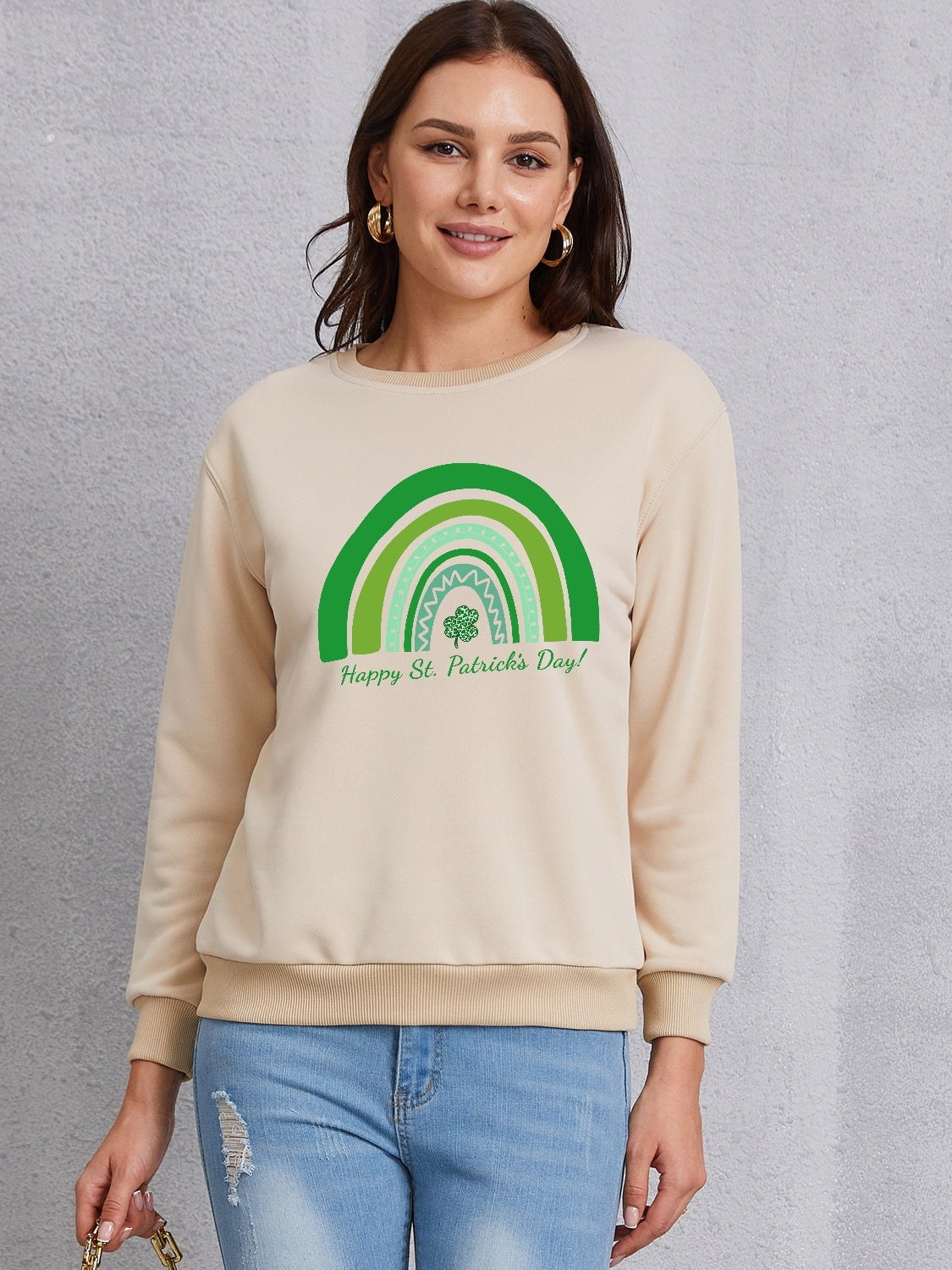 HAPPY ST. PATRICK'S DAY Round Neck Sweatshirt-Jewearrings