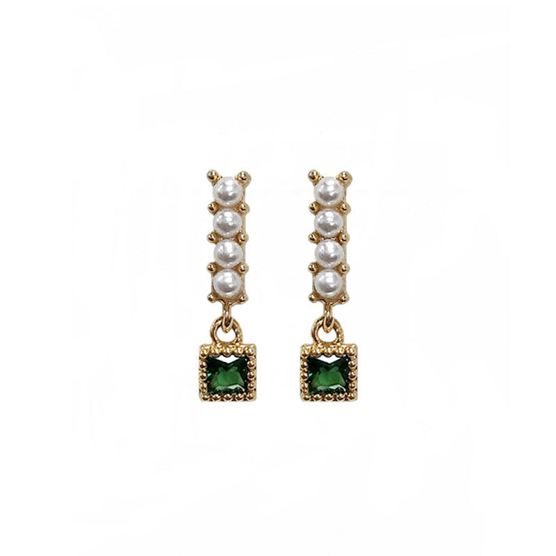 Vintage Harbor Style Hepburn Palace French Emerald Pearl Earrings-Jewearrings