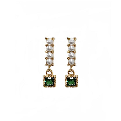 Vintage Harbor Style Hepburn Palace French Emerald Pearl Earrings-Jewearrings