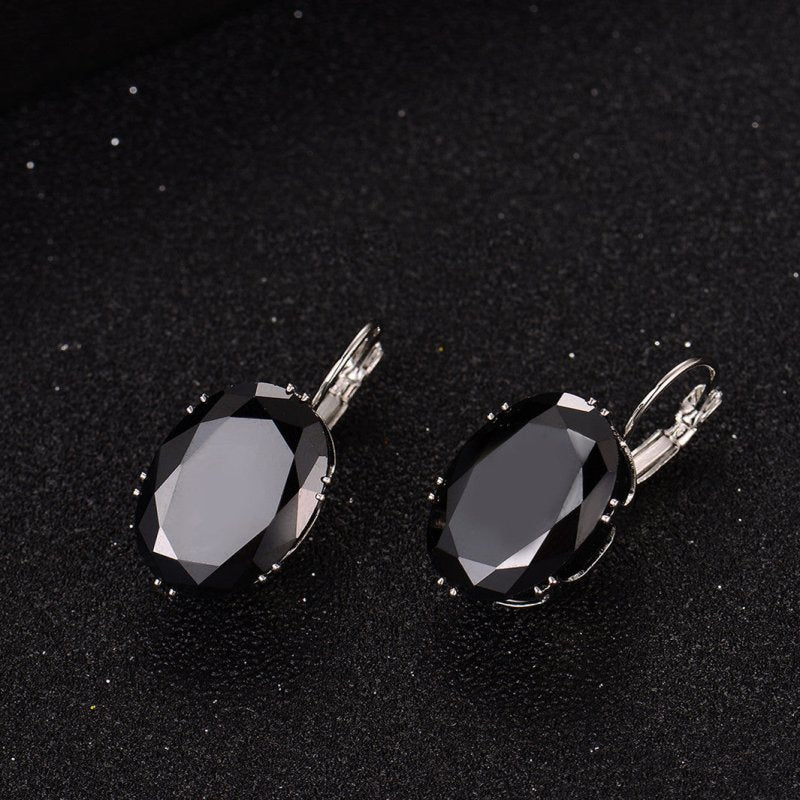 Female Angry Micro-Inlaid Square Diamond Stud Earrings Wild Ear Buckle Earrings-Jewearrings