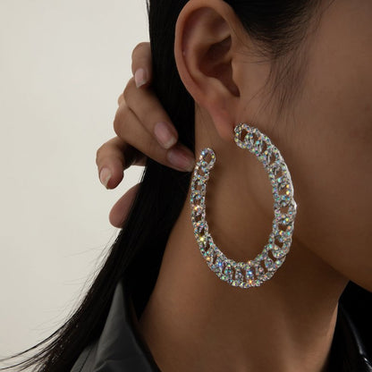 Female Exaggerated Retro Style Big Circle Earrings-Jewearrings