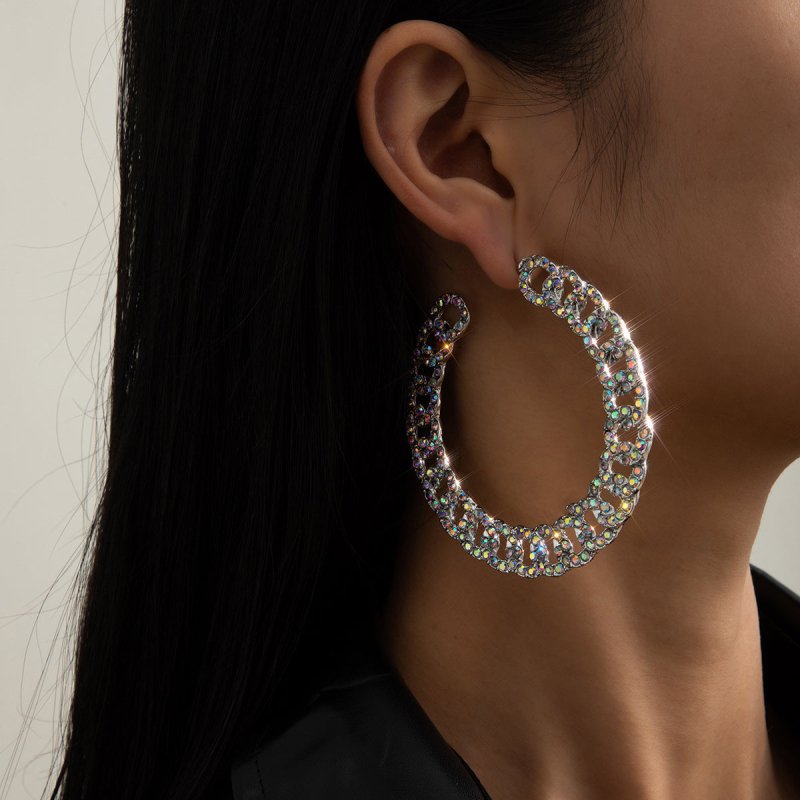 Female Exaggerated Retro Style Big Circle Earrings-Jewearrings