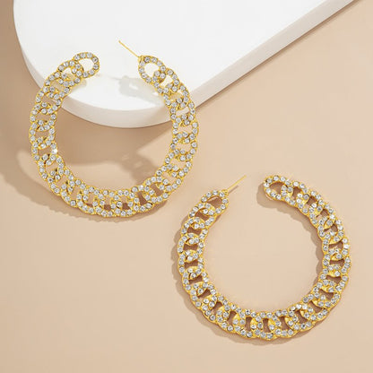 Female Exaggerated Retro Style Big Circle Earrings-Jewearrings