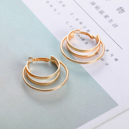 Female Geometric Temperament Metal Big Circle Love Earrings-Jewearrings