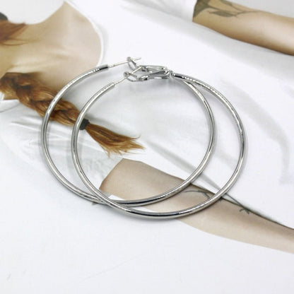 Female Ring Earrings Korean Style Sterling Silver Large Hoop Earrings Earrings-Jewearrings