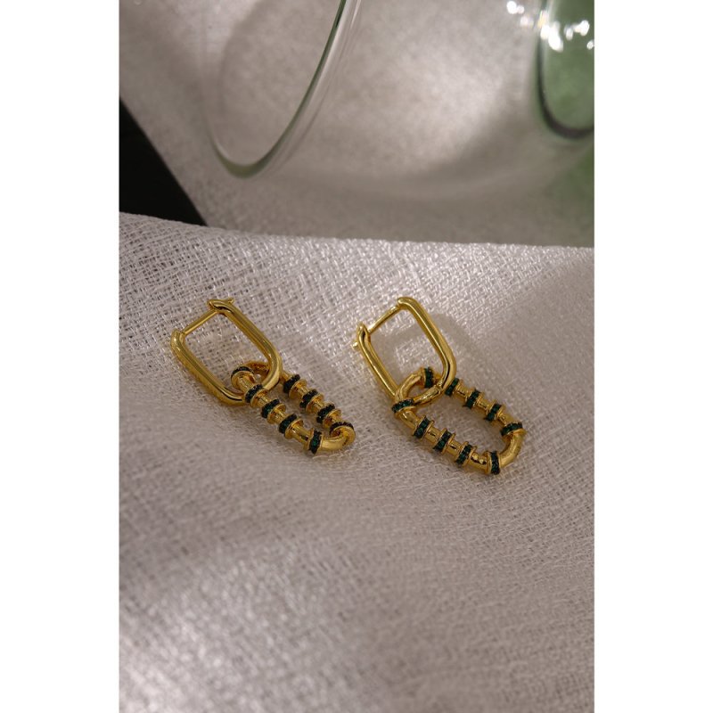 Female Style Earrings Gold-plated Copper With Colored Zircon-Jewearrings