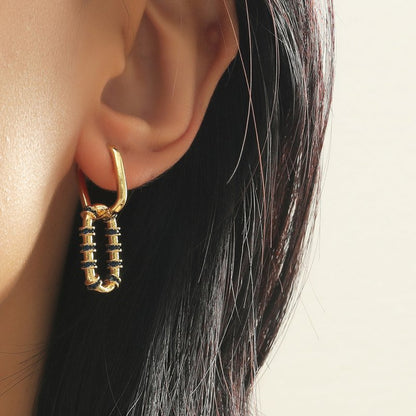 Female Style Earrings Gold-plated Copper With Colored Zircon-Jewearrings