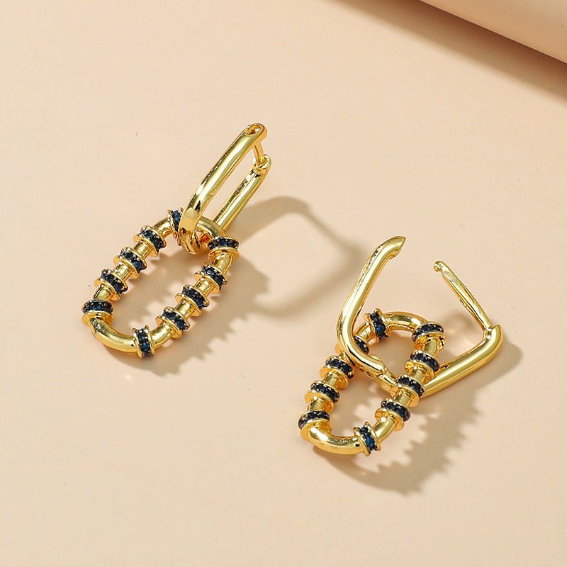 Female Style Earrings Gold-plated Copper With Colored Zircon-Jewearrings