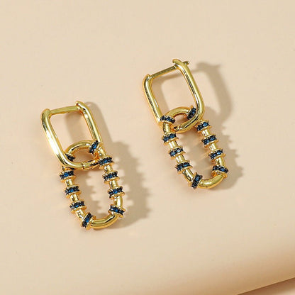 Female Style Earrings Gold-plated Copper With Colored Zircon-Jewearrings