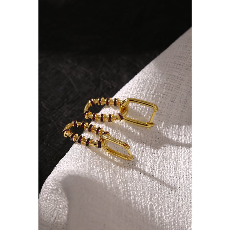 Female Style Earrings Gold-plated Copper With Colored Zircon-Jewearrings