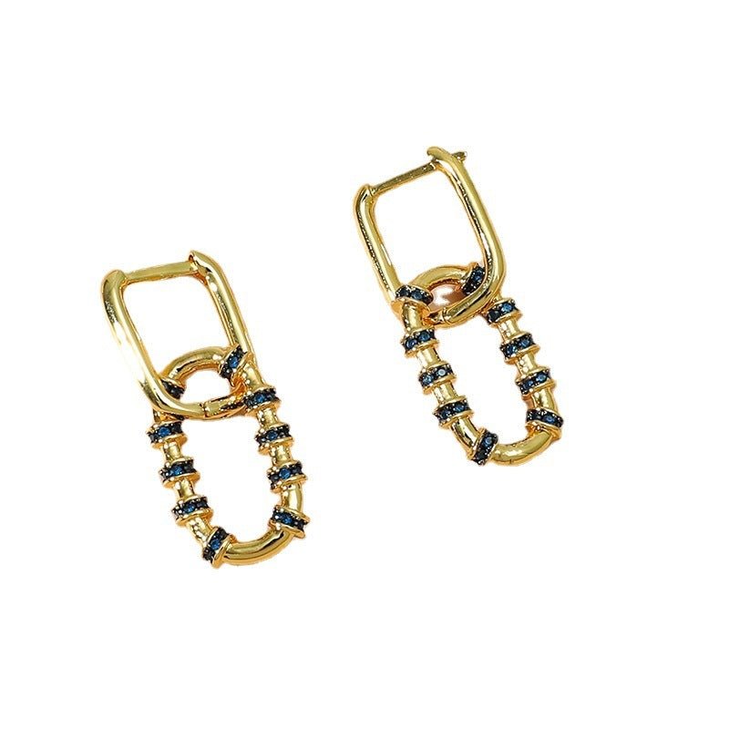 Female Style Earrings Gold-plated Copper With Colored Zircon-Jewearrings