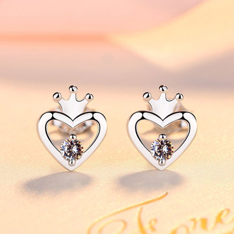 Female Sweet Simple Small Diamond Studded Earrings-Jewearrings