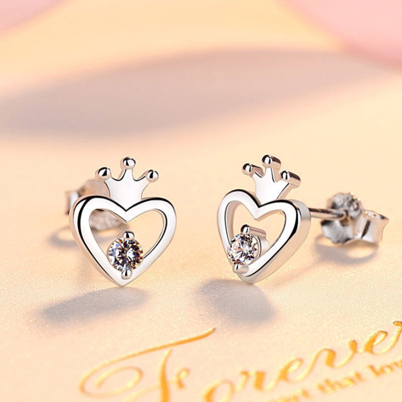 Female Sweet Simple Small Diamond Studded Earrings-Jewearrings