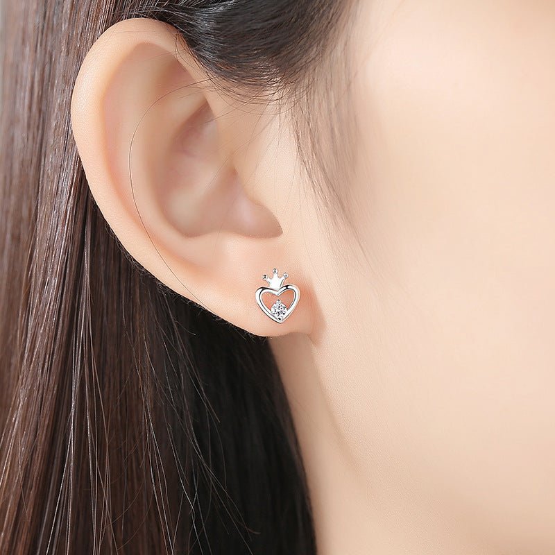 Female Sweet Simple Small Diamond Studded Earrings-Jewearrings