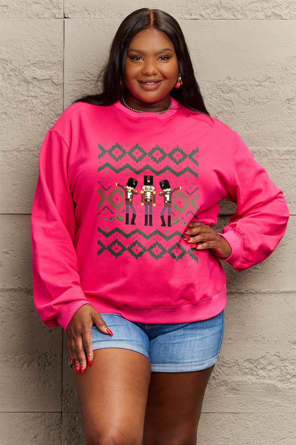 Simply Love Full Size Nutcracker Graphic Long Sleeve Sweatshirt-Jewearrings