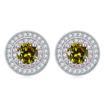 Sterling Silver Round Micro Set Zircon Earrings-Jewearrings