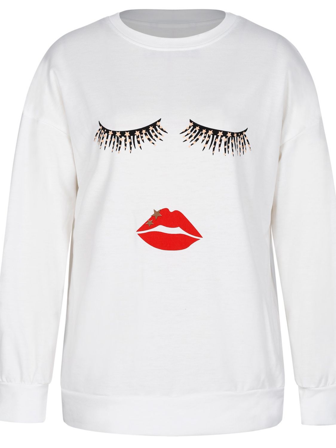 Graphic Dropped Shoulder Round Neck Sweatshirt-Jewearrings