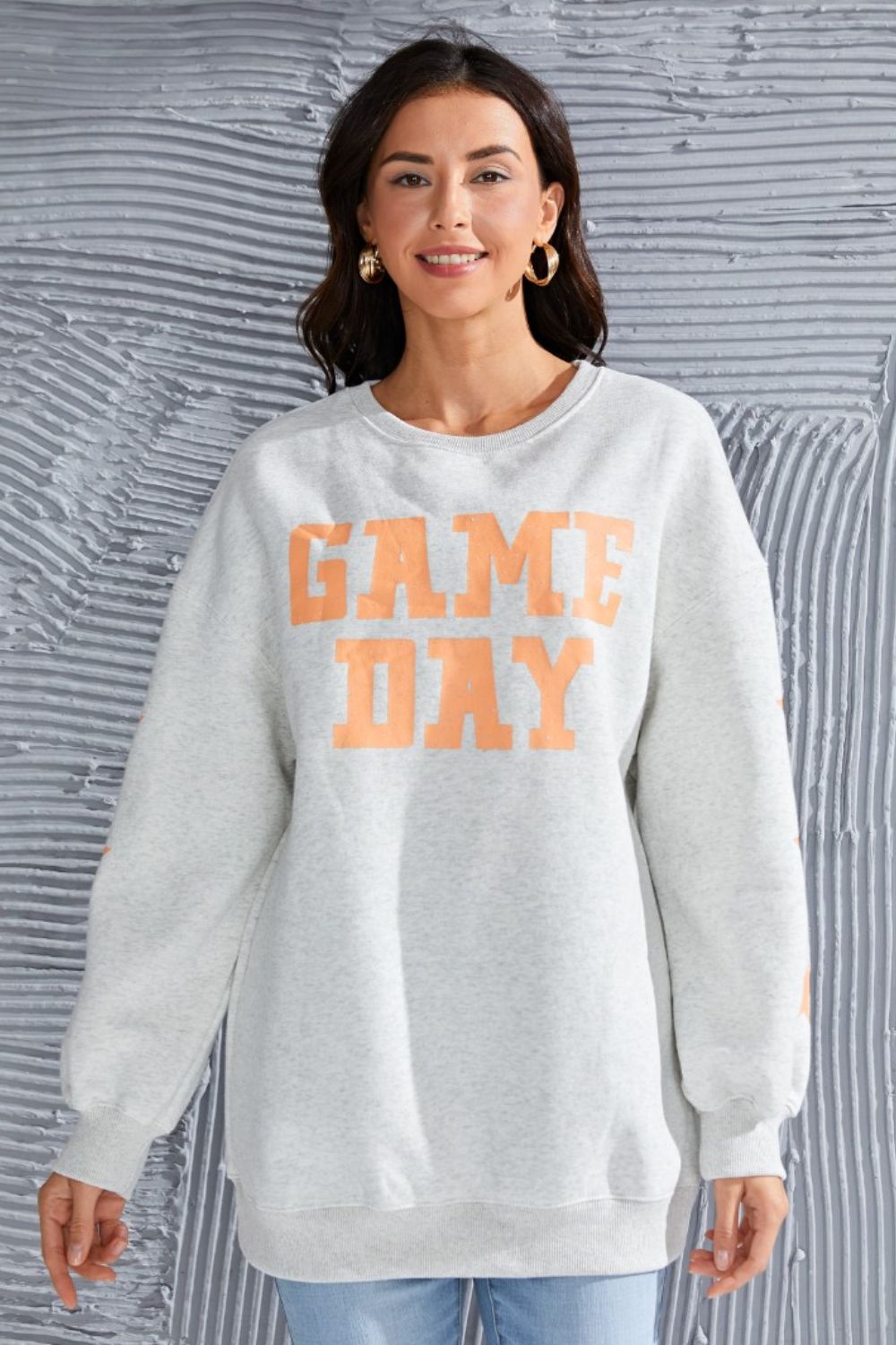 GAME DAY Long Sleeve Round Neck Sweatshirt-Jewearrings