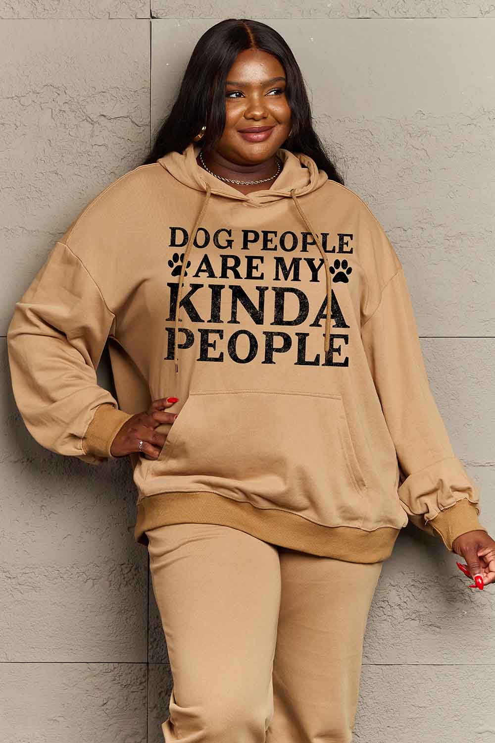 Simply Love Simply Love Full Size Dog Paw Slogan Graphic Hoodie-Jewearrings