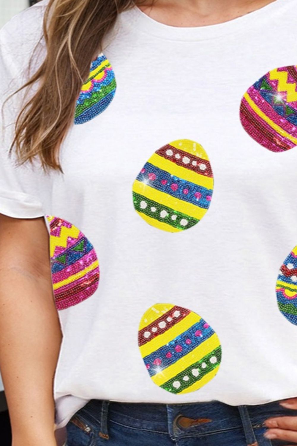 Plus Size Easter Round Neck Short Sleeve T-Shirt-Jewearrings