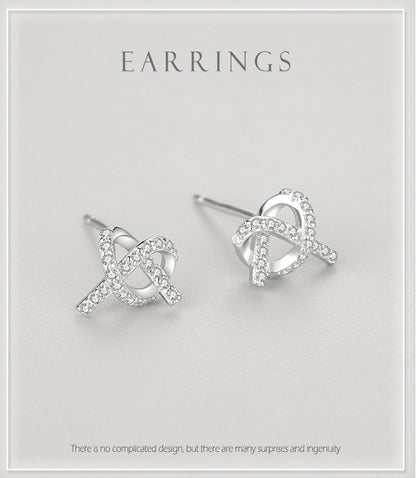 S925 Sterling Silver Micro-inlaid Fully Jeweled Loving Heart Cross Stud Earrings For Women-Jewearrings