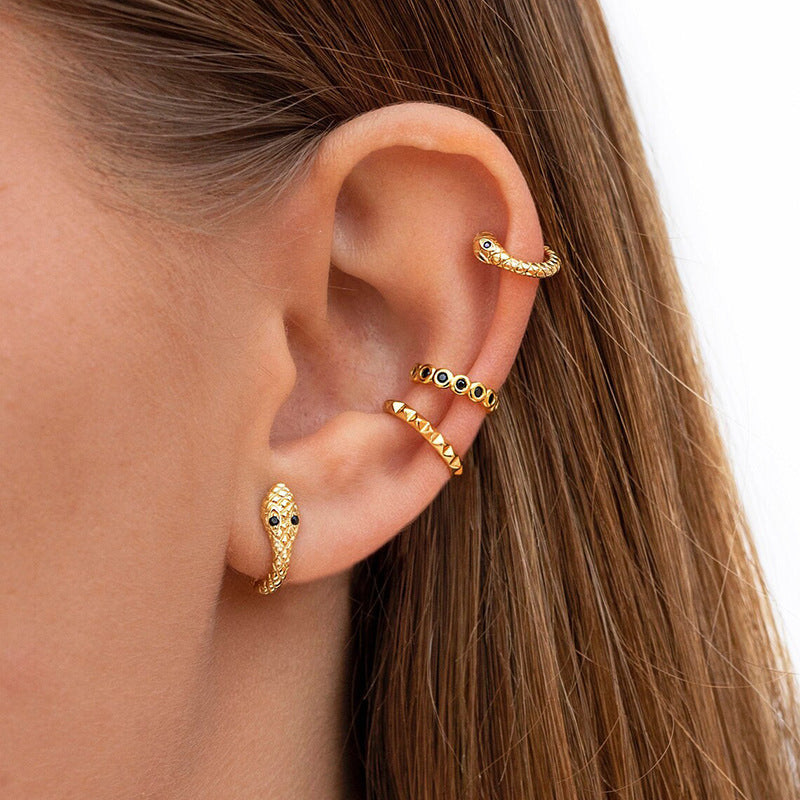 Women's Snake Shape Spiral Hoop Earrings Set-Jewearrings