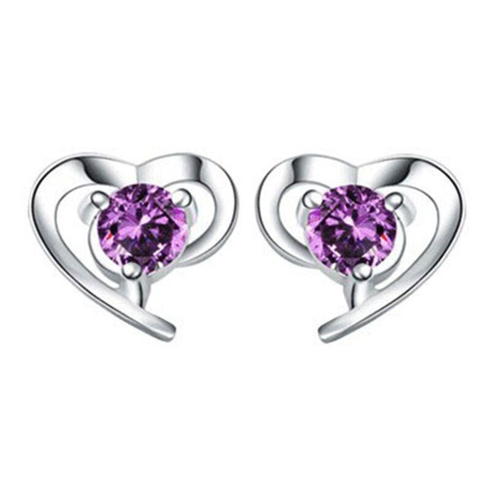 Women's 925 Sterling Silver Heart-shaped Zircon Earrings-Jewearrings