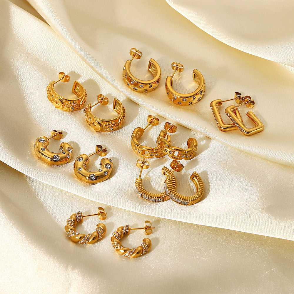 Niche Earrings Fashionable 18K Gold With Diamonds-Jewearrings