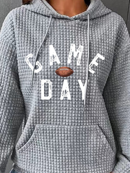 Full Size GAME DAY Graphic Drawstring Hoodie-Jewearrings