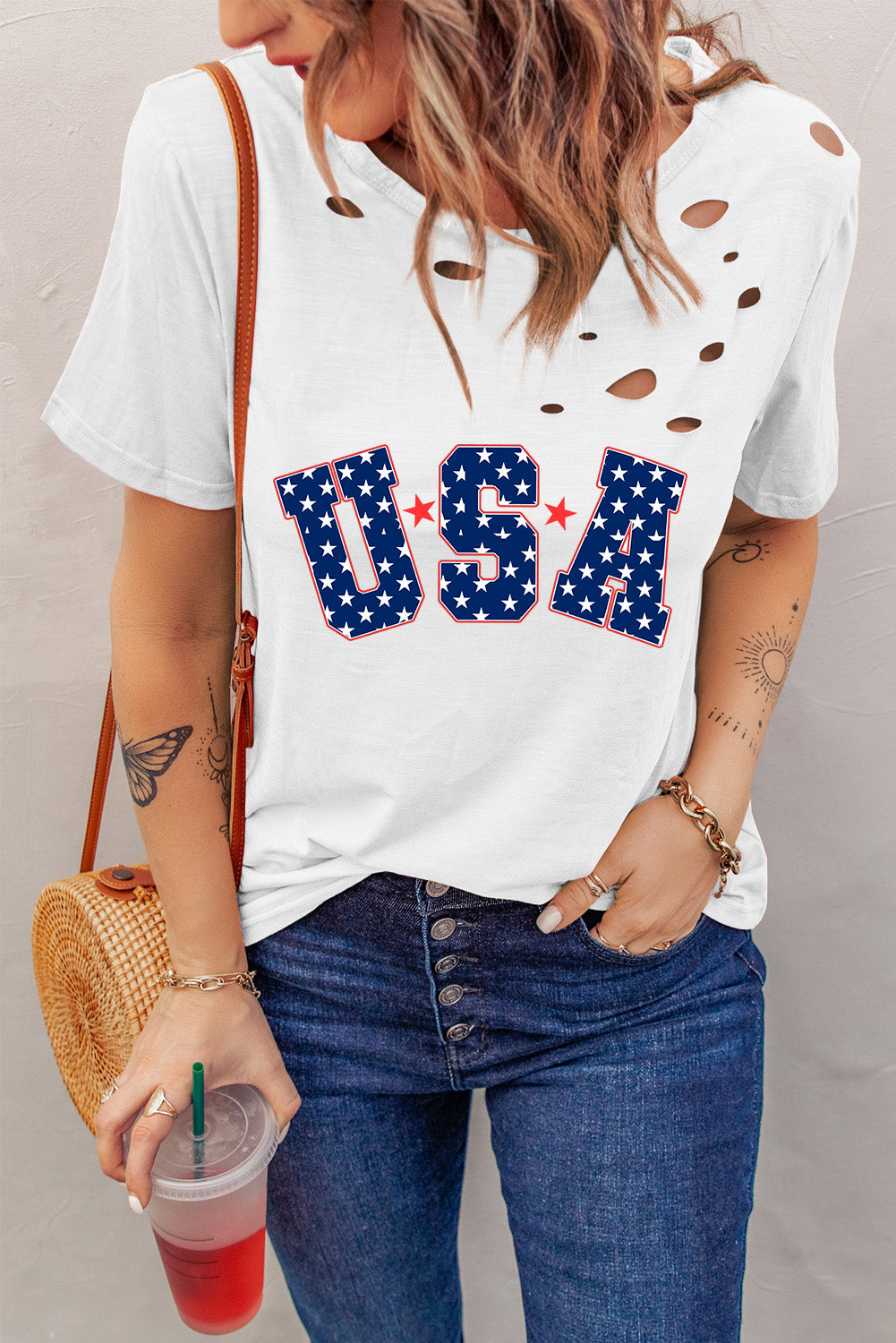 USA Round Neck Short Sleeve T-Shirt-Jewearrings