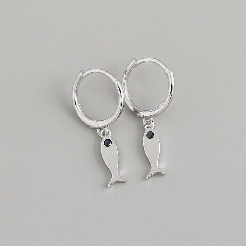 Fish Earrings All-match Sterling Silver Earrings-Jewearrings