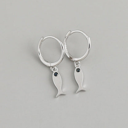 Fish Earrings All-match Sterling Silver Earrings-Jewearrings