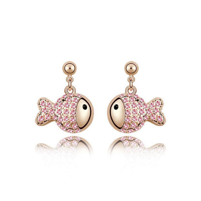 Fish Earrings Cartoon Crystal Rich Diamond Earrings-Jewearrings