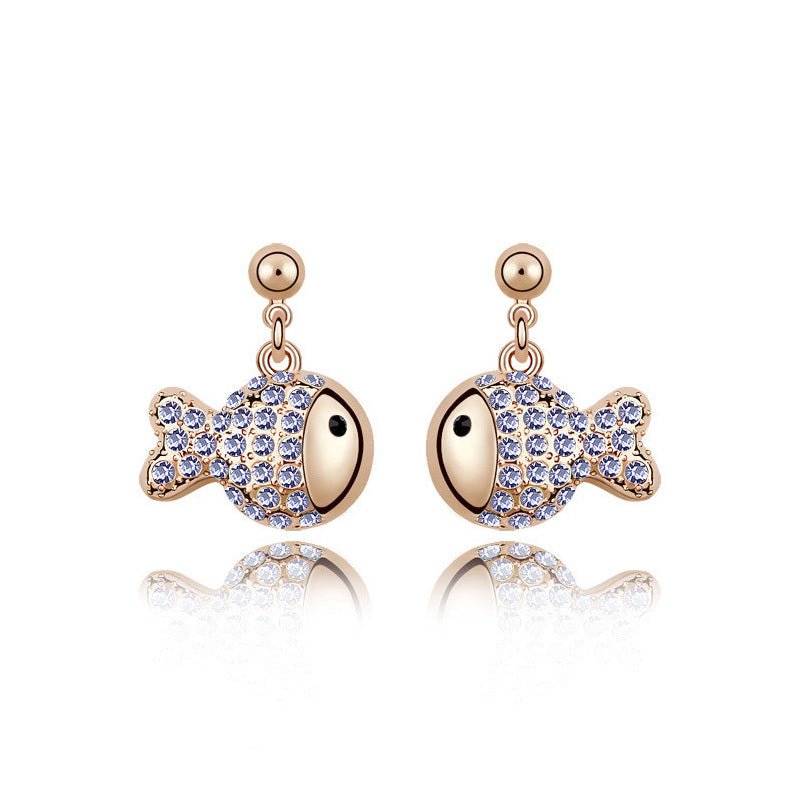 Fish Earrings Cartoon Crystal Rich Diamond Earrings-Jewearrings