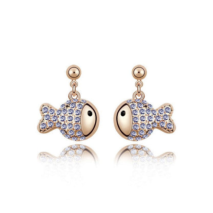 Fish Earrings Cartoon Crystal Rich Diamond Earrings-Jewearrings