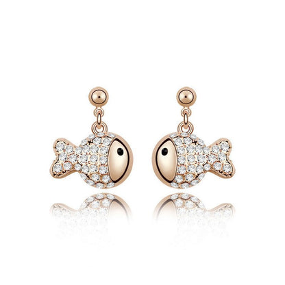 Fish Earrings Cartoon Crystal Rich Diamond Earrings-Jewearrings