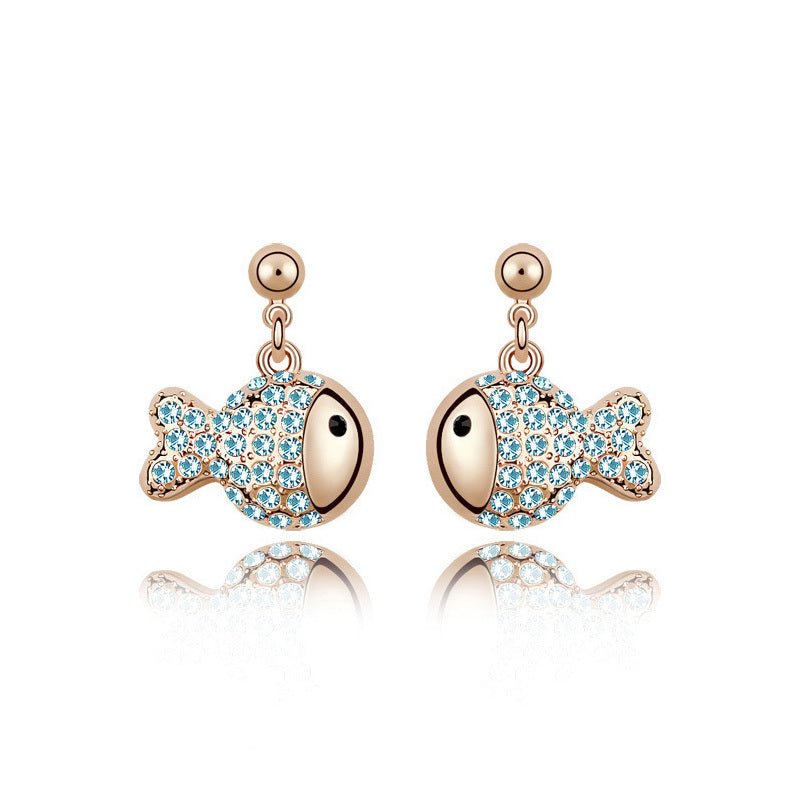 Fish Earrings Cartoon Crystal Rich Diamond Earrings-Jewearrings