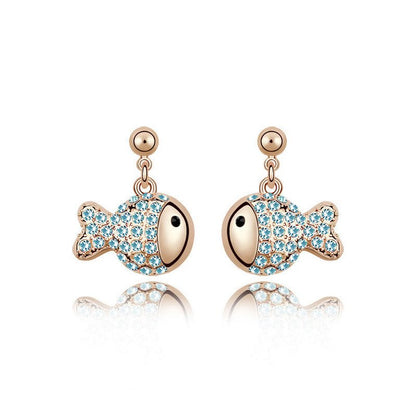 Fish Earrings Cartoon Crystal Rich Diamond Earrings-Jewearrings