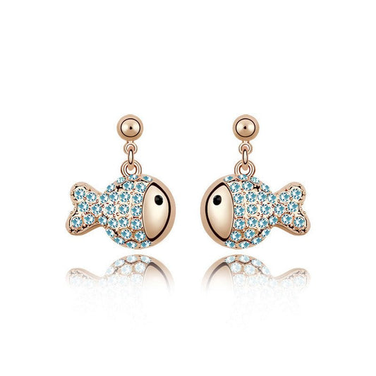 Fish Earrings Cartoon Crystal Rich Diamond Earrings-Jewearrings